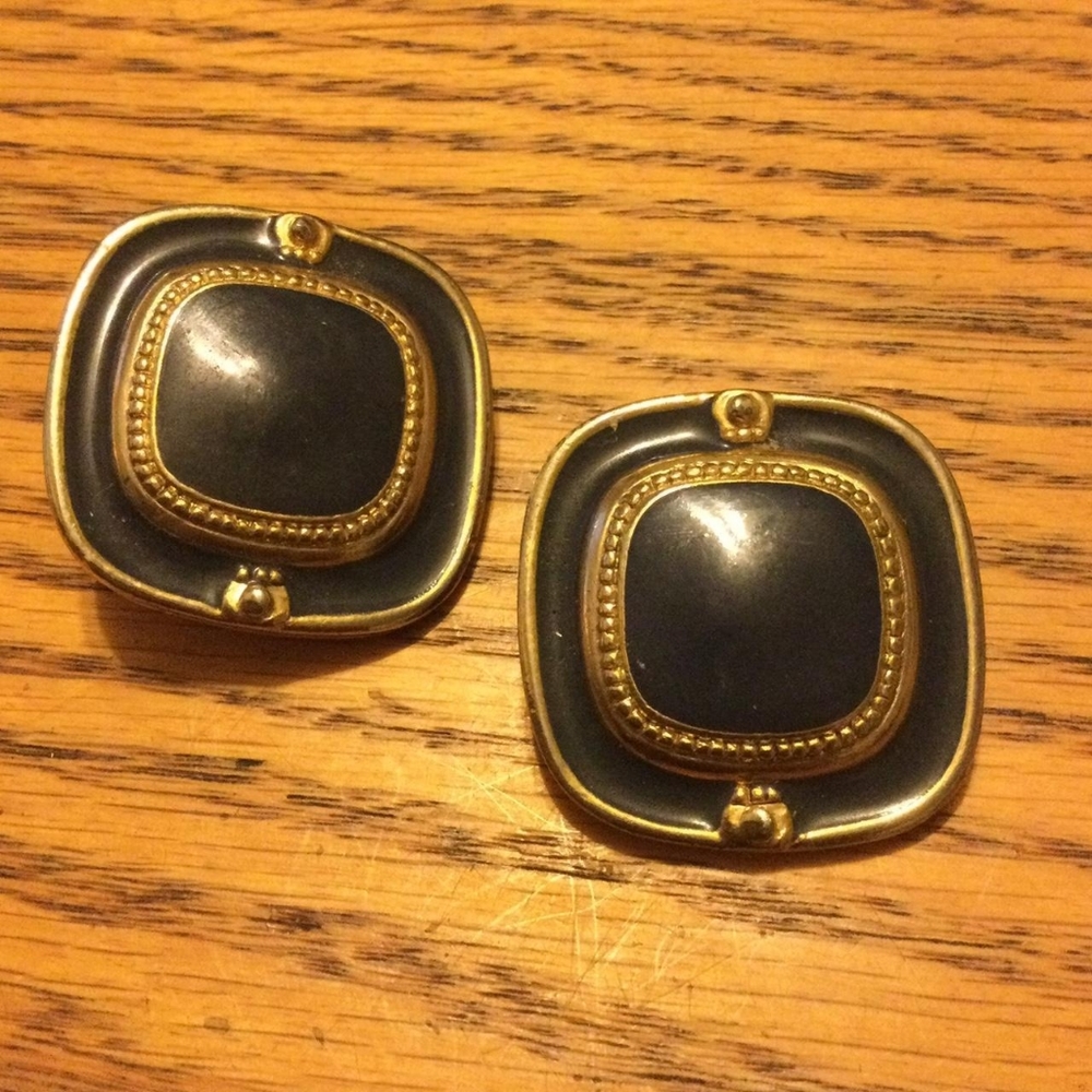 Navy clip earrings